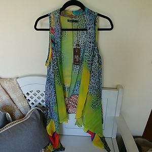 NWT Multi-color Sheer Open Vest